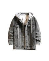 Layered Hood Denim Jacket Gray, XS - Streetwear Jacket - Slick Street