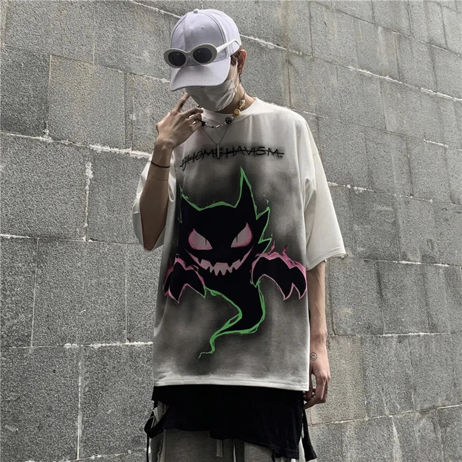 Devil Laugh Anime Short Sleeve T-Shirt White, XXS - Streetwear T-Shirt - Slick Street