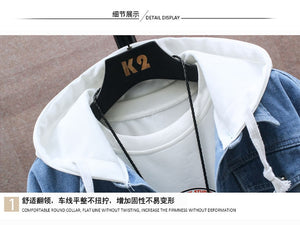 Devil Lion Cloud Denim Ripped Hooded Jacket ,  - Streetwear Jacket - Slick Street