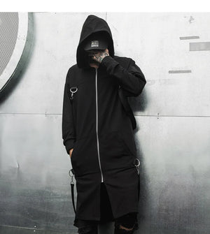 Dark Punk Long Coat Black, M - Streetwear Coat - Slick Street