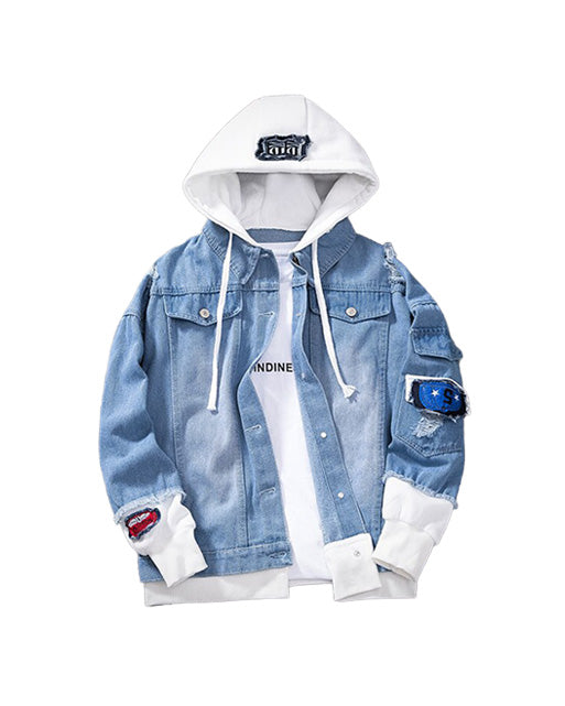 S Denim Hooded Jacket Sky blue, XS - Streetwear Jacket - Slick Street