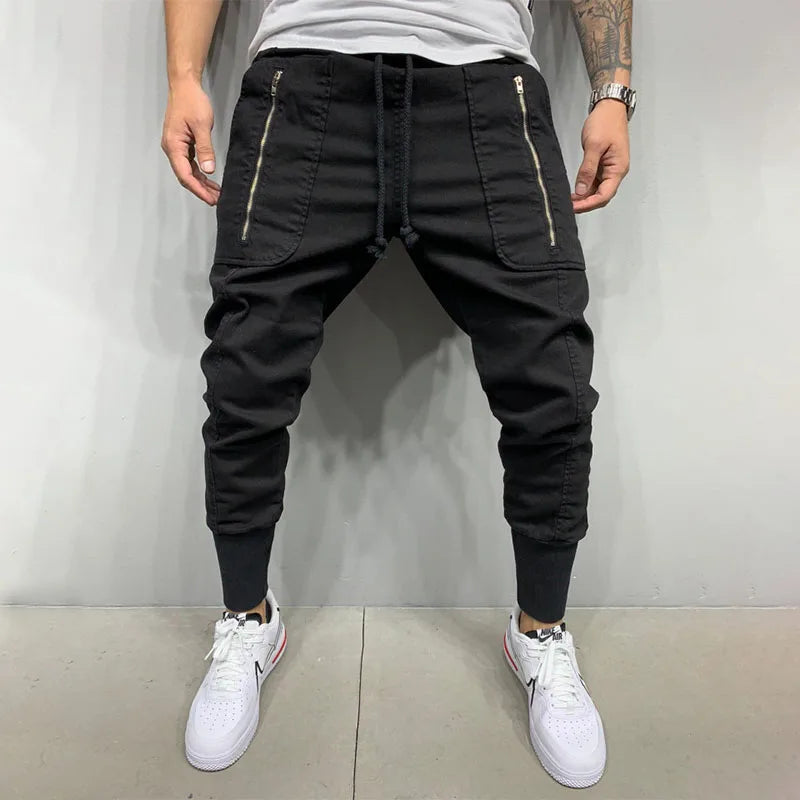 Drawstring Waist Skinny Fit Cargo Pants , - Streetwear Pants - Slick Street
