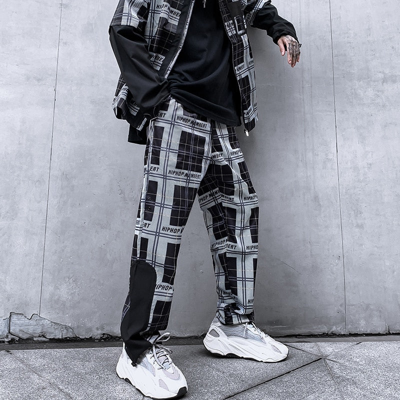 HIPHOP Checkered Patchwork Pants ,  - Streetwear Pants - Slick Street