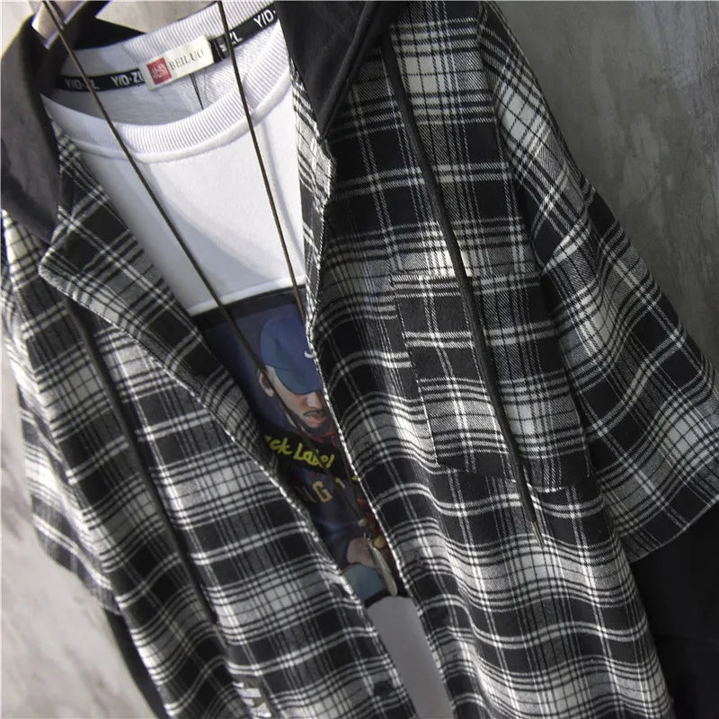 Two Shaded Plaid Check Hoodie , - Streetwear Hoodie - Slick Street