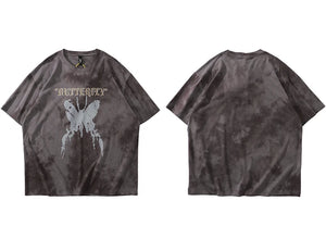 Tie Die Butterfly Graphic Loose T-Shirt , - Streetwear T-Shirts - Slick Street
