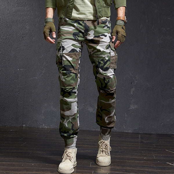 Classic IV Combat Cargo Pants 28, Gray Camouflage - Streetwear Pants - Slick Street