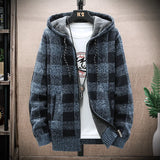Plaid Chore Zipper Hoodie Grey Blue, XS - Streetwear Hoodie - Slick Street
