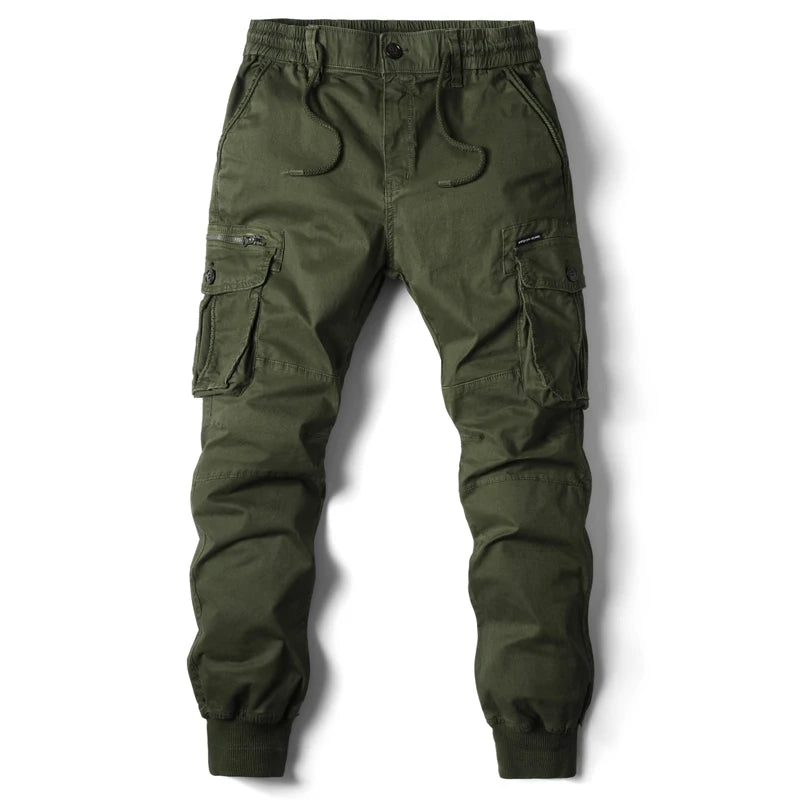 Rib Style Side Pockets Cargo Pants Army Green, 29 - Streetwear Pants - Slick Street