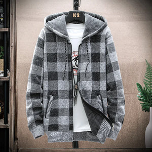 Plaid Chore Zipper Hoodie Light Grey, XS - Streetwear Hoodie - Slick Street
