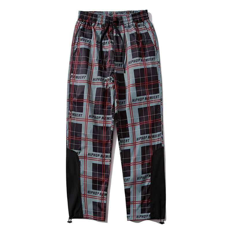 HIPHOP Checkered Patchwork Pants XS, Red - Streetwear Pants - Slick Street