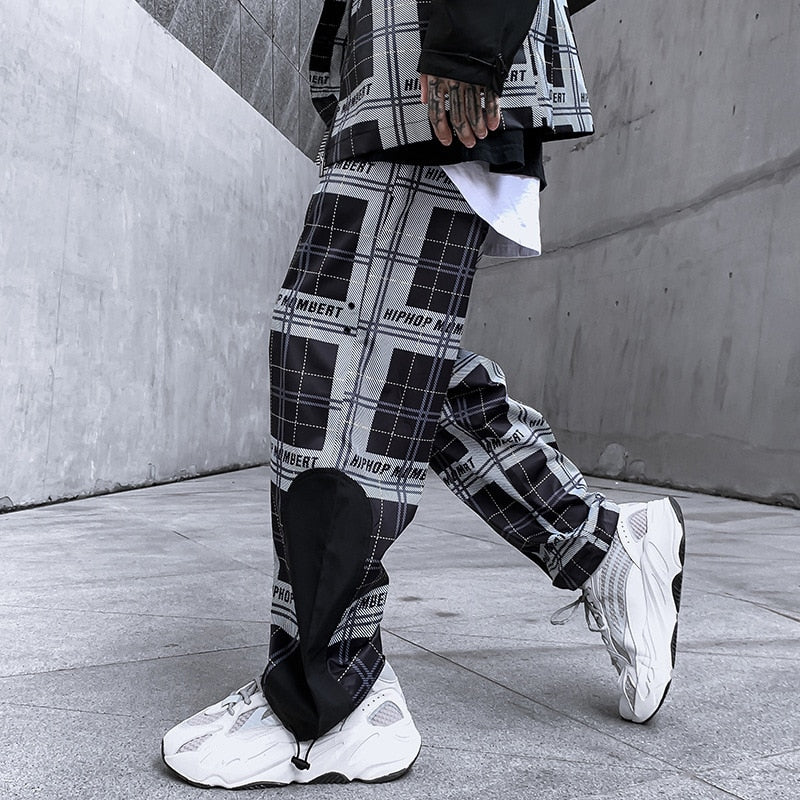 HIPHOP Checkered Patchwork Pants ,  - Streetwear Pants - Slick Street