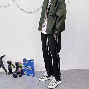 Corduroy Chino Side Zipper Style Pants ,  - Streetwear Pants - Slick Street