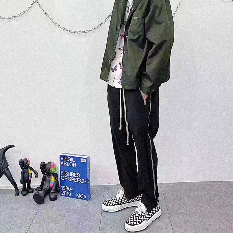 Corduroy Chino Side Zipper Style Pants ,  - Streetwear Pants - Slick Street