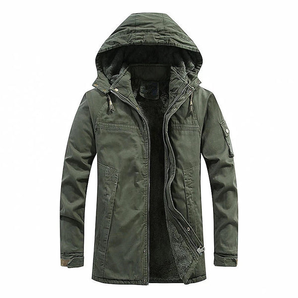 Tactical Parka Zipper Jacket Green, M - Streetwear Jacket - Slick Street