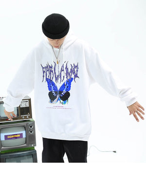 Blue Morpho Butterfly Pullover Hoodie ,  - Streetwear Hoodie - Slick Street