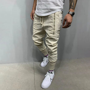 KA23 Skinny Fit Cargo Pants Beige, XS - Streetwear Pants - Slick Street