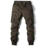 Rib Style Side Pockets Cargo Pants Coffee, 29 - Streetwear Pants - Slick Street