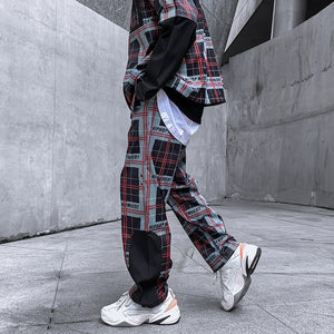 HIPHOP Checkered Patchwork Pants ,  - Streetwear Pants - Slick Street