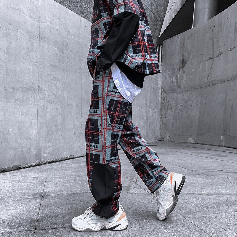HIPHOP Checkered Patchwork Pants ,  - Streetwear Pants - Slick Street