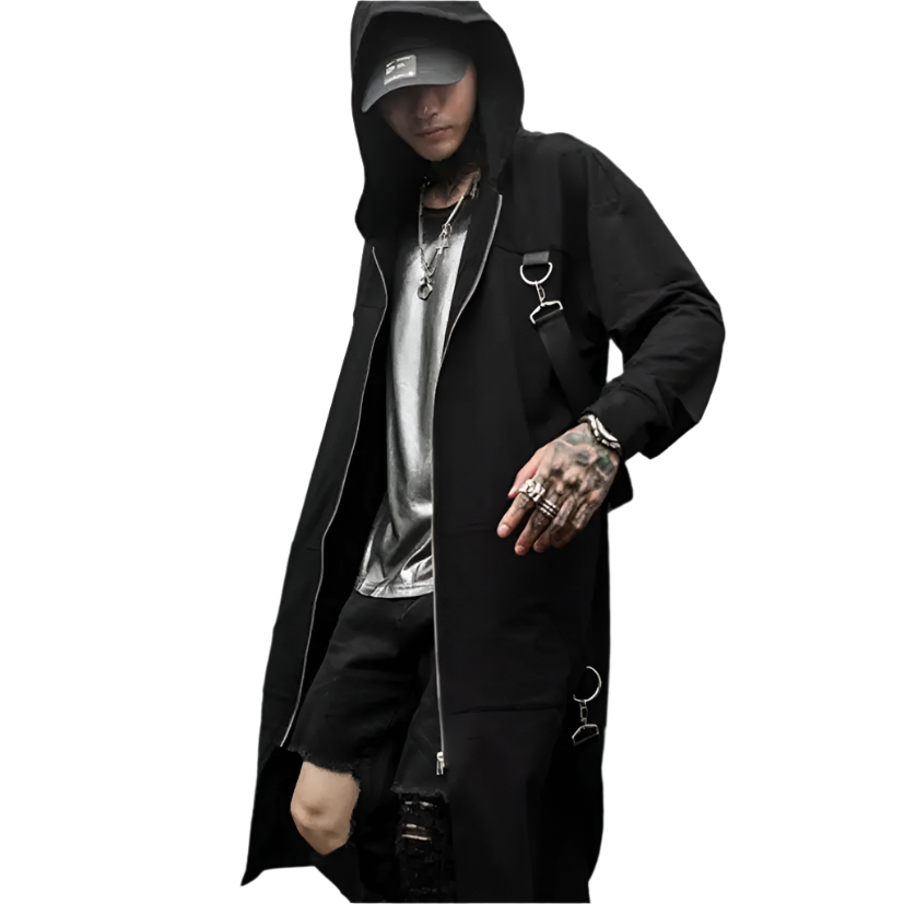 Dark Punk Long Coat , - Streetwear Coat - Slick Street