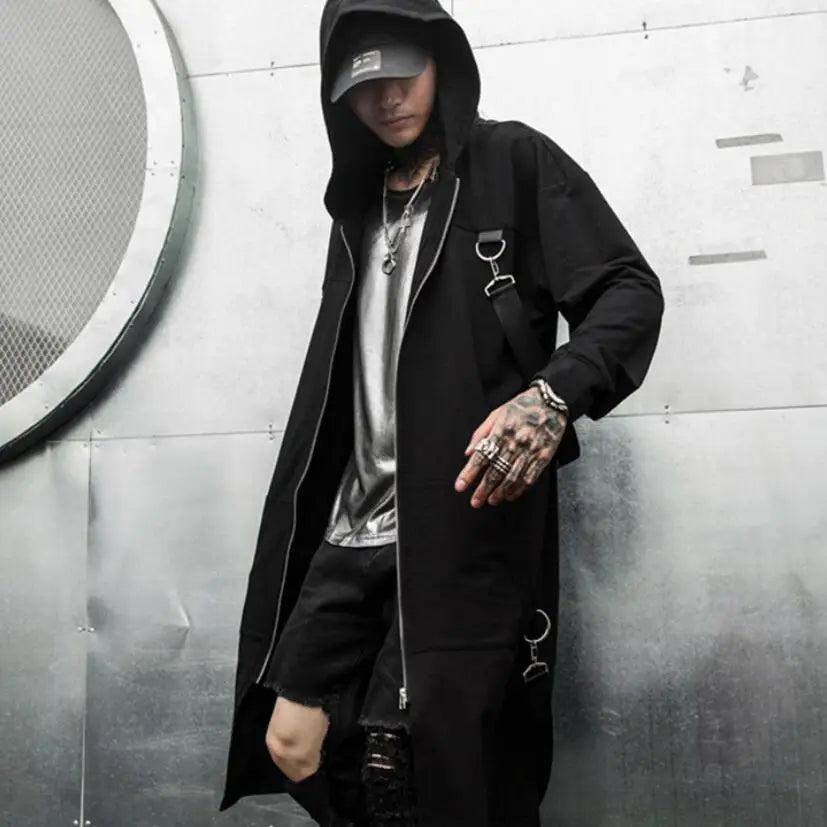 Dark Punk Long Coat , - Streetwear Coat - Slick Street