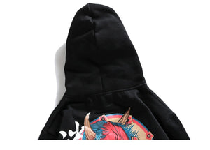 Red Demon of the Strait Logo Kangaroo Pocket Hoodie ,  - Streetwear Hoodie - Slick Street