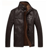 Mandarin Collar Leather Zipper Jacket Black, M - Streetwear Jacket - Slick Street
