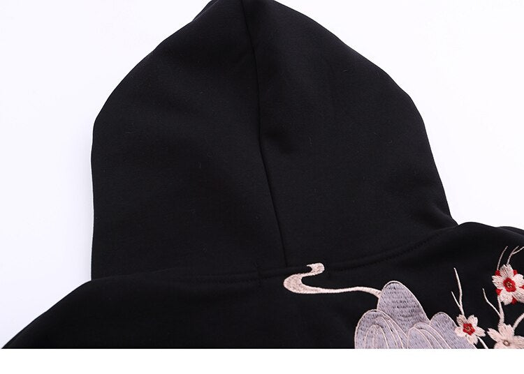 Japanese Minka Crane Bridge Patchwork Hoodie ,  - Streetwear Hoodie - Slick Street