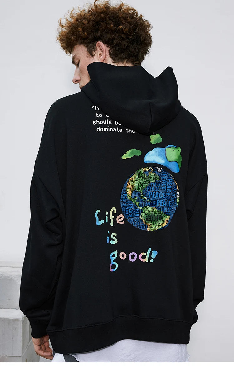 Life Is Good Global Peace Pullover Hoodie ,  - Streetwear Hoodie - Slick Street