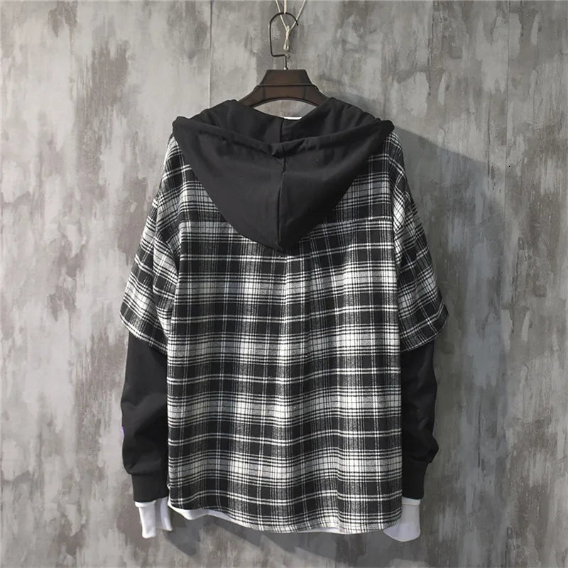 Two Shaded Plaid Check Hoodie , - Streetwear Hoodie - Slick Street