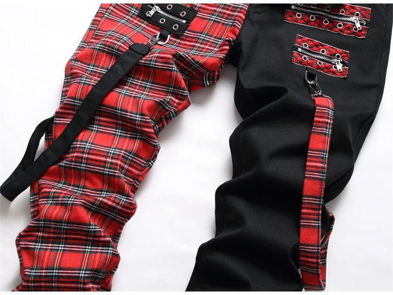 Scotland Plaid Spliced Slim Pants , - Streetwear Pants - Slick Street
