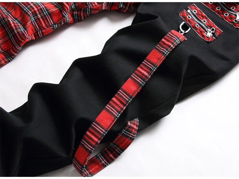 Scotland Plaid Spliced Slim Pants , - Streetwear Pants - Slick Street