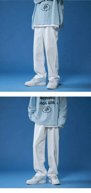 Straight Hip-hop Drawstring Wide Leg Pants ,  - Streetwear Pants - Slick Street