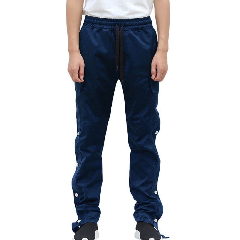 Straight Legging Popper Pants XS, Navy - Streetwear Pants - Slick Street