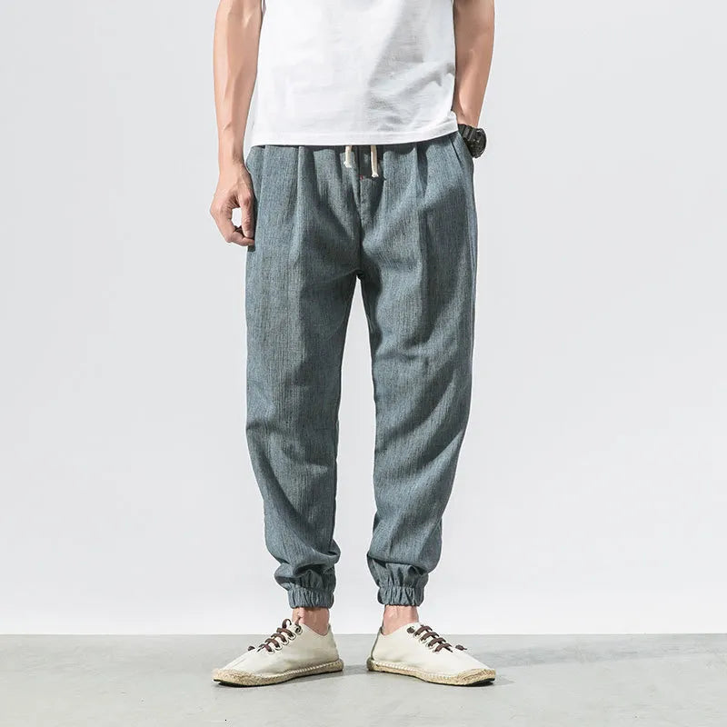 Drawstring Cropped Elastic Waist Casual Pants LightBlue, M - Streetwear Pants - Slick Street