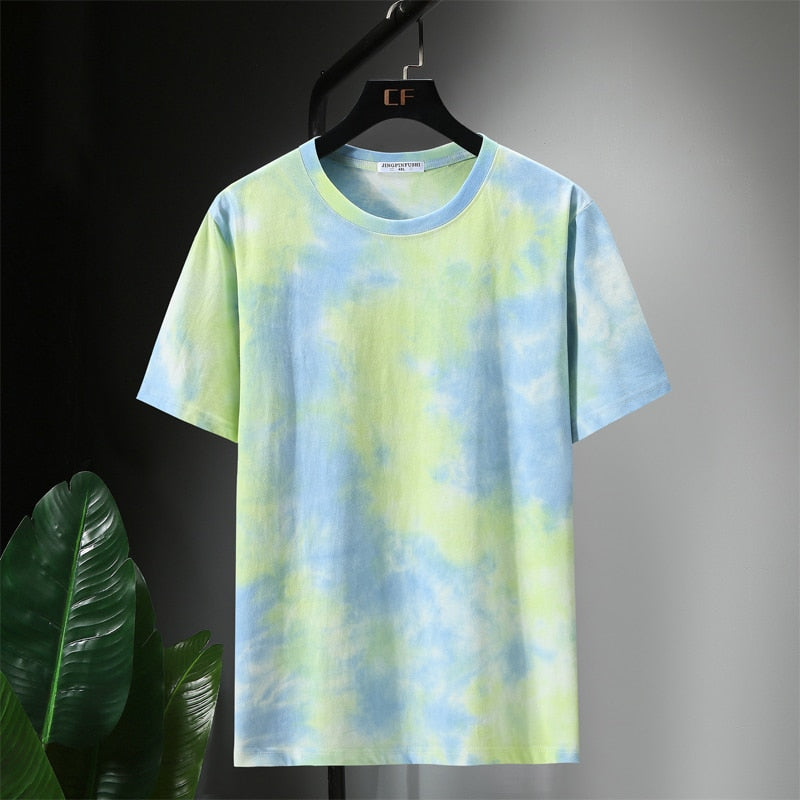 Paint Splatter Tie Dye Tee green, S - Streetwear T-Shirt - Slick Street