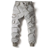 Rib Style Side Pockets Cargo Pants Light Grey, 29 - Streetwear Pants - Slick Street