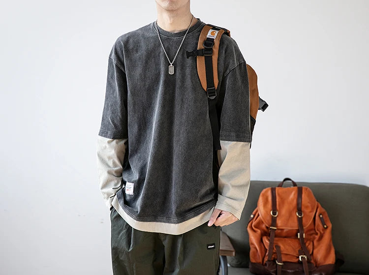 Two Layer Long Sleeve T-Shirt , - Streetwear Sweatshirts - Slick Street