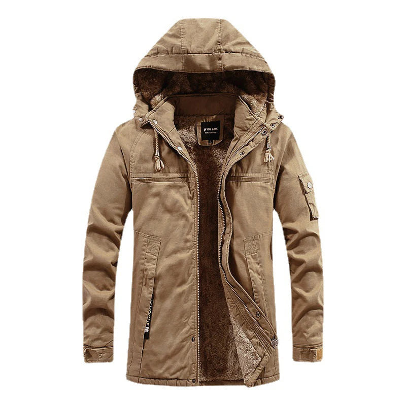 Tactical Parka Zipper Jacket Khaki, M - Streetwear Jacket - Slick Street