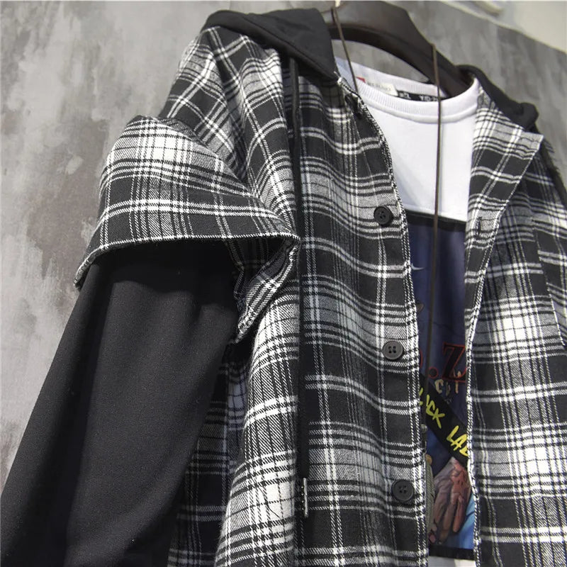 Two Shaded Plaid Check Hoodie , - Streetwear Hoodie - Slick Street