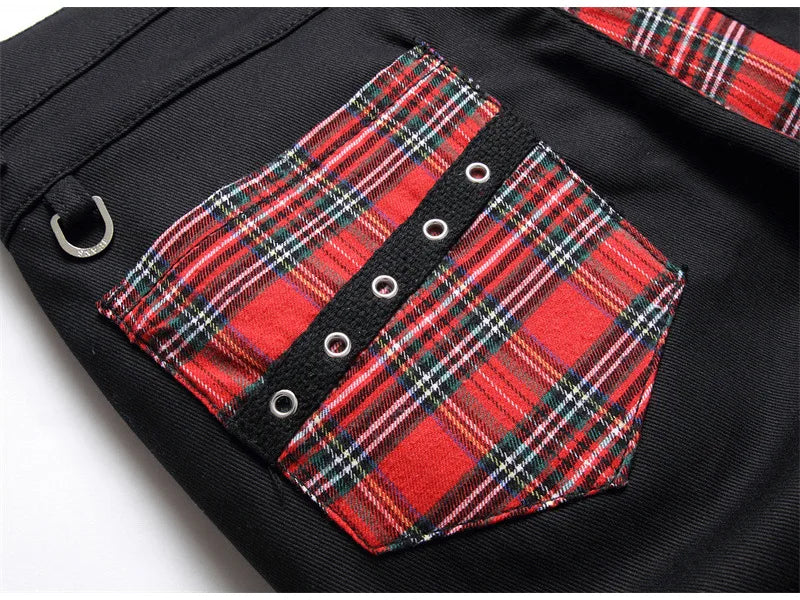 Scotland Plaid Spliced Slim Pants , - Streetwear Pants - Slick Street