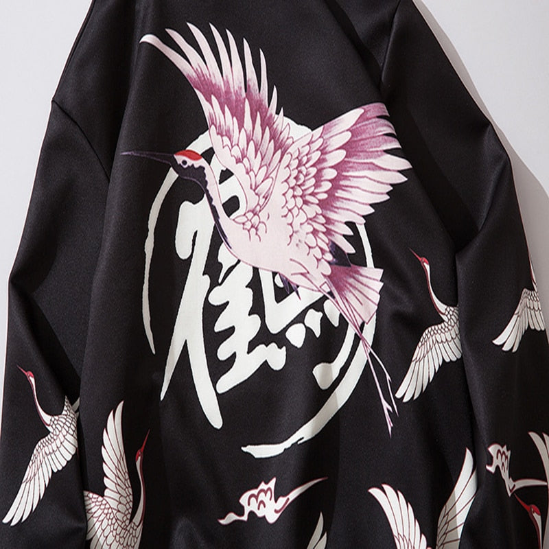 Red Crowned Crane Kangaroo Pocket Hoodie ,  - Streetwear Hoodie - Slick Street