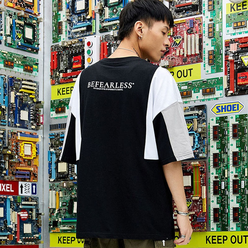 BEFEARLESS Devil Logo Color Block T-Shirt ,  - Streetwear T-Shirt - Slick Street