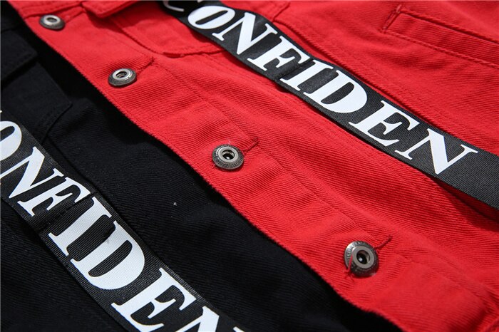 CONFIDEN Black Red Two Half Color Jacket ,  - Streetwear Jacket - Slick Street