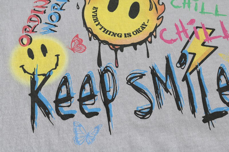 Keep Smile Graffiti Emoji Design T-Shirt , - Streetwear T-Shirts - Slick Street