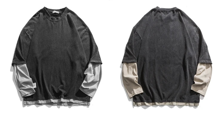 Two Layer Long Sleeve T-Shirt , - Streetwear Sweatshirts - Slick Street