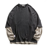 Two Layer Long Sleeve T-Shirt Gray, M - Streetwear Sweatshirts - Slick Street