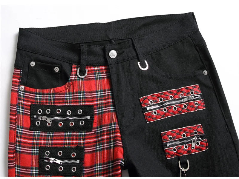 Scotland Plaid Spliced Slim Pants , - Streetwear Pants - Slick Street