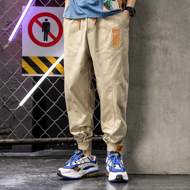 Y2K TAW2 Elastic Waist And Ankle Length Pants Khaki, XS - Streetwear Pants - Slick Street