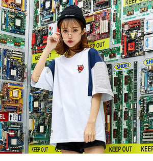 BEFEARLESS Devil Logo Color Block T-Shirt ,  - Streetwear T-Shirt - Slick Street